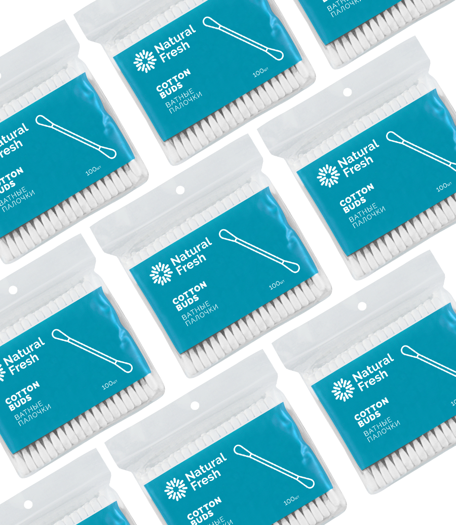 Natural and Fresh Design for Cotton Buds Packaging World Brand Design